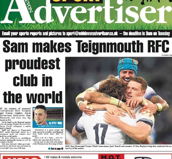 Sam makes Teignmouth RFC proudest club in the world