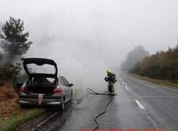 Teignmouth and Newton fire crews tackle A380 vehicle fire