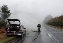 Teignmouth and Newton fire crews tackle A380 vehicle fire