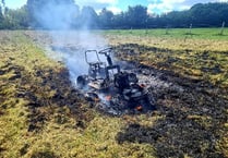 Ride on mower catches fire in paddock