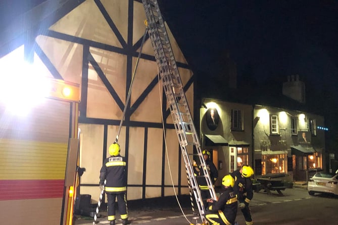 Firefighters tackle chimney fire at Ipplepen - photo by Newton Abbot fire station 