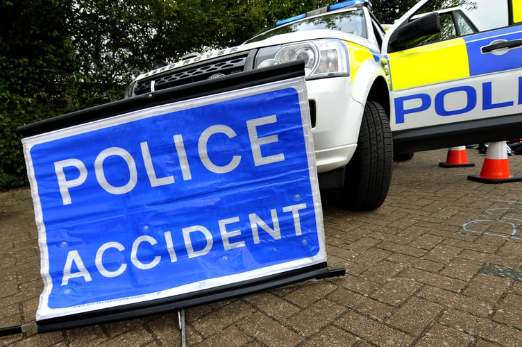 Police accident warning.