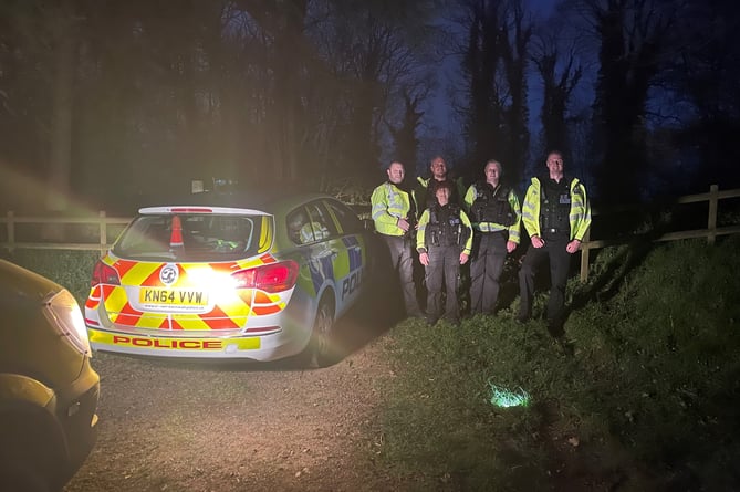 Special Constables and members of the Teignmouth and Dawlish Rural Neighbourhood Team took part in a successful operation against poaching known as Op Half Moon.
Picture: Teignmouth and Dawlish Police (April 2022)