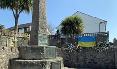 Ukrainian colours surround memorial