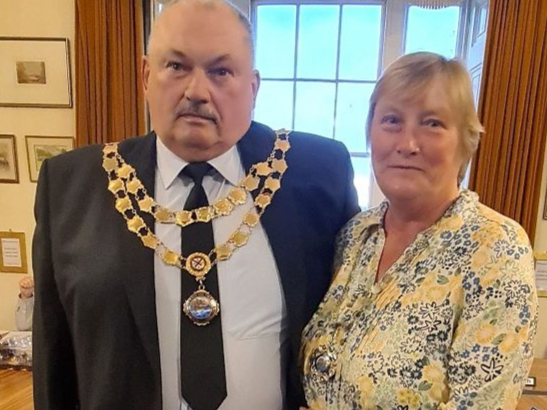 Cllr Iain Palmer, the new Mayor of Teigmouth and the Mayoress.Picture Teignmouth Town Council (May 2022)