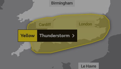 The area covered by today’s Yellow Warning by the Met Office