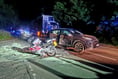 Two hurt in crash between motorbike and SUV