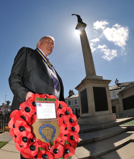 Photo: Steve Pope. MDA140622A_SP006
Commemorative service at Newton Abbot War memorial marking 40 years since the end of the Falklands War. Newton Abbot Royal British Legion president Mike Joyce