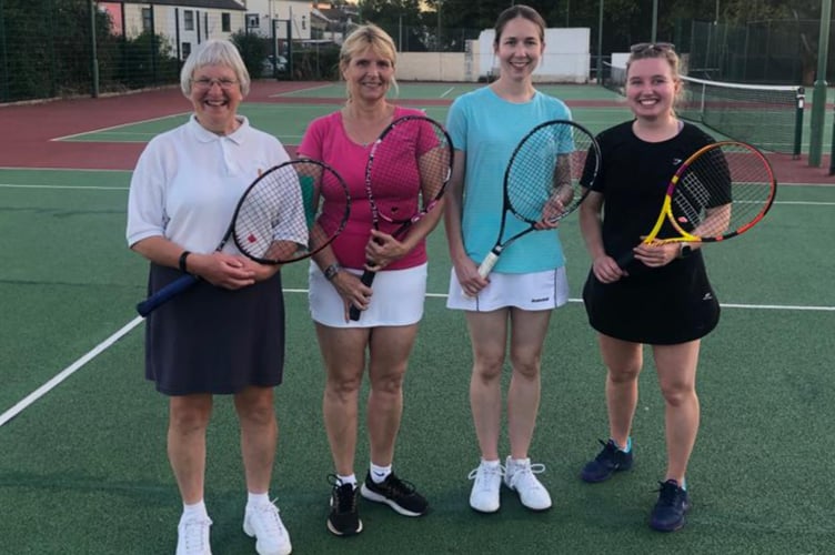 Newton Abbot Abbot Ladies B team :- L-R, Jane Comyns (Capt), Ali Ainscough, Jemma Thornes and Ellie Mathieson