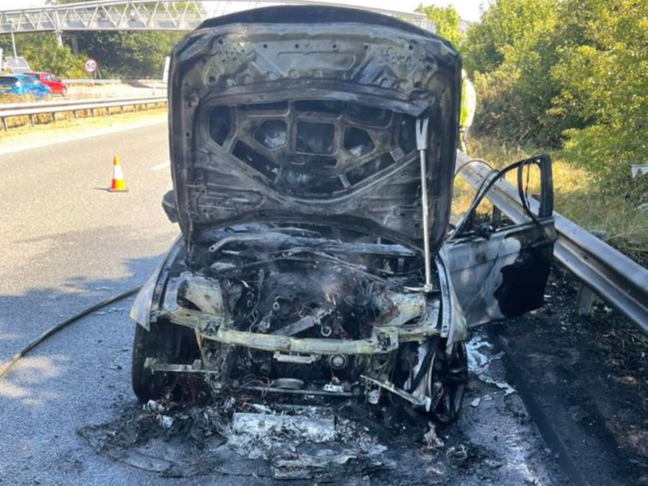 Car fire on A38