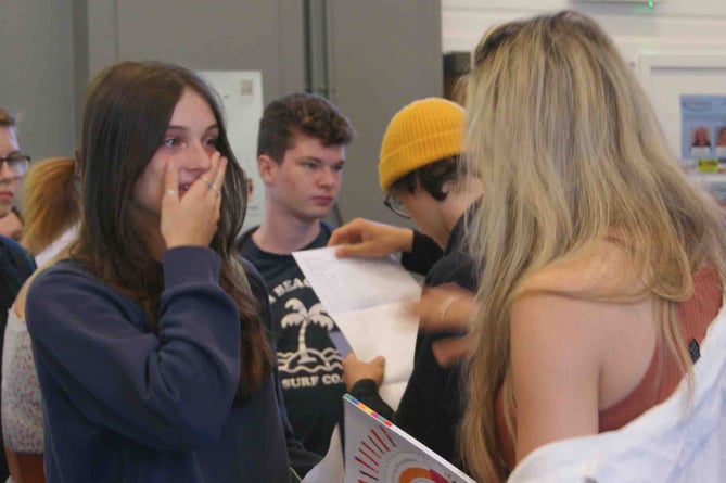 Students from Teignmouth Community School collect their GCSE results 
