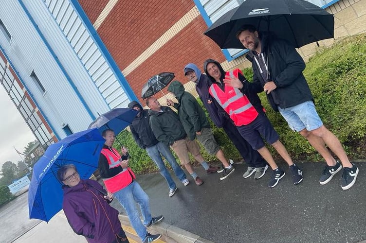 Postal workers outside Royal Mail’s depot in Newton Abbot for day three of strike action