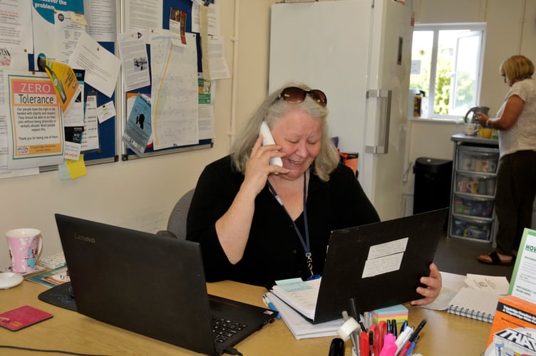 Linda Brown, office manager at  Teignbridge Homeless Action Today food bank in Buckland, Newton Abbot 