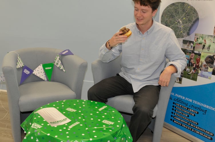 Mid-Devon Advertiser reporter, Julian Barnes, tucking into a tasty treat 
