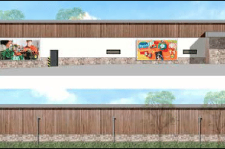 The new-look Lidl supermarket with wood panelling.