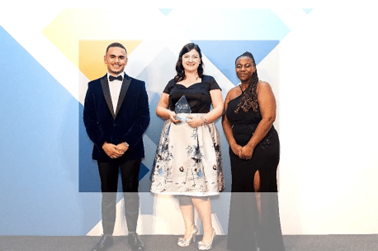Broadcaster and journalist Ashley John-Baptiste with Lucy Hunt Team Leader of the Year, Adult Services; Georgia Chimbani, sponsor Suffolk County Council
