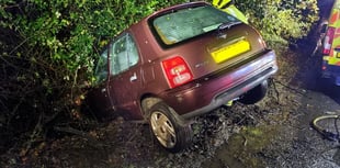 Car crashes into water filled ditch