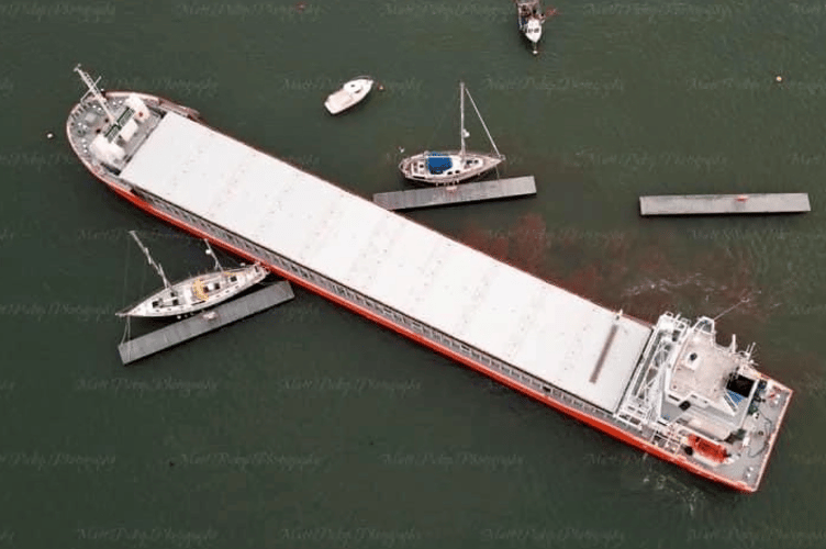 The 90-metre UK-registered Clarity was entering the Teign Estuary on Saturday morning when it was said to have ‘bumped’ into several moorings