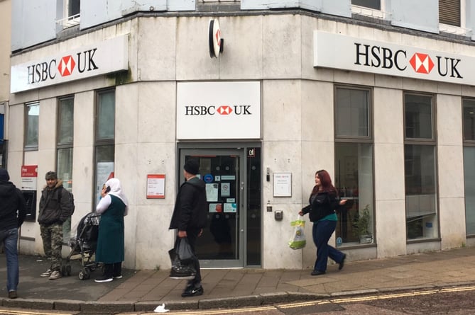 Newton Abbot's branch of the HSBC Bank in Courtenay Street.
Picture: Patrick Beasley (Nov 2022)