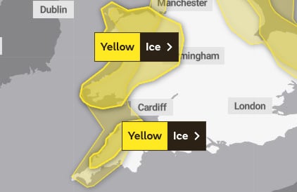 The areas covered by this morning’s update Yellow Warning.
Dec 8, 2022