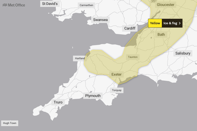 MET Office Yellow Weather Warning for December 11 and 12