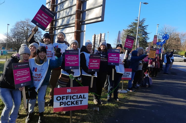 nurses on picket line at Derriford Hospital