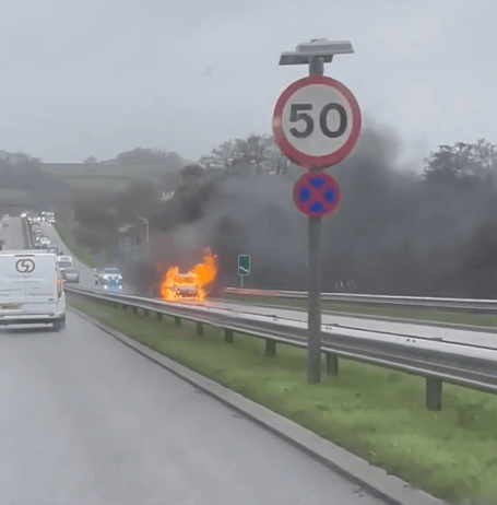 Vehicle fire along A380 near Kingskerswell