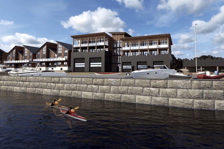 An artist’s impression of the plan for the regeneration of the Riverside Boatyard in Teignmouth