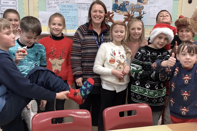Another shot of Christmas jumper day at Ilsington Primary School