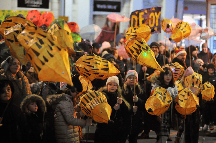 More than 200 children took part in Newton Abbot’s Lantern Parade.