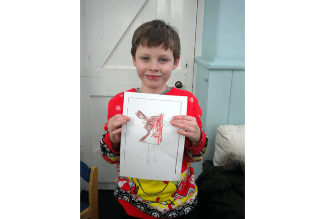 Harley Bryan from Year 3 at Wolborough Cof E Primary School came runner-up in the Devon County Council competition with his charming drawing of a robin!