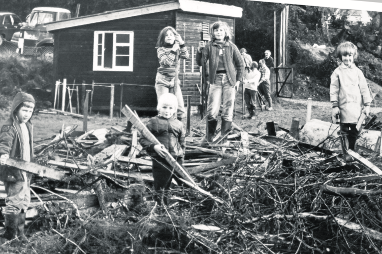 Youngsters in Bovey Tracey start to build their firey masterpiece