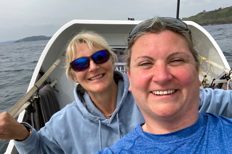 Pacific rowers Elaine Theaker rowing for Wales Air Ambulance (left) and Ali Wannell rowing for Devon Air Ambulance (right).
Picture: Devon Air Ambulance (Feb 2023)