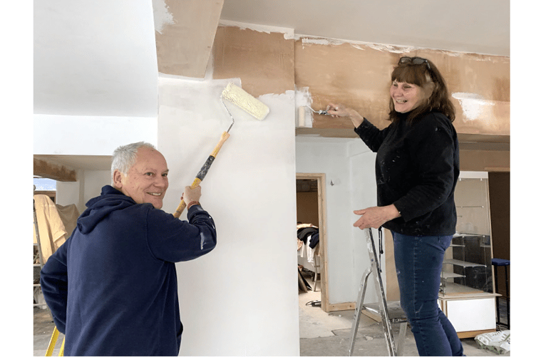 PICTURED: Creating a white space at the TAAG centre in Teignmouth are Liz Lockyear and Douglas Anderson