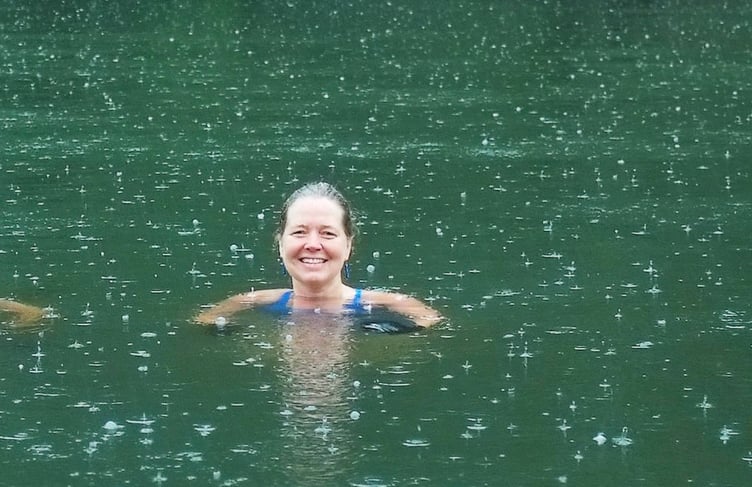 Hannah Pearson takes a dip in the River Dart