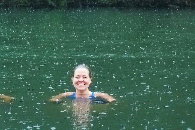 Hannah Pearson takes a dip in the River Dart