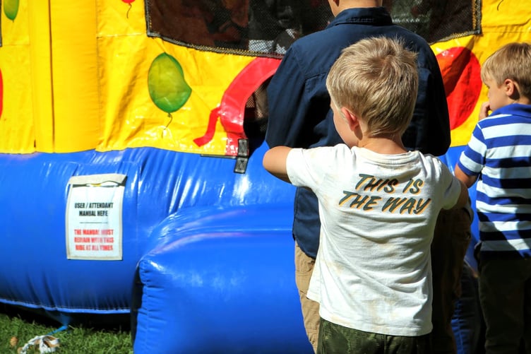 bouncy castle stock image