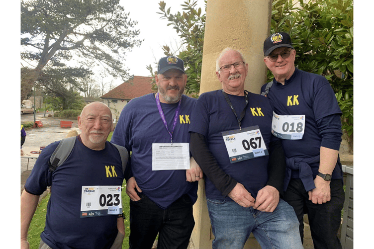Newton Abbot’s Mike Hocking, 70, Steven Ryan, 48, Mike Ryan, 73, and Phil Rowe, 65, walked as a group.