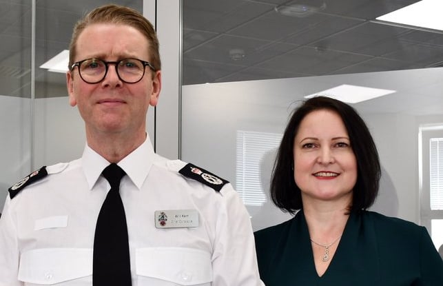 New chief Constable Will Kerr with Alison Hernandez, Police and Crime Commissioner for Devon, Cornwall and the Isles of Scilly.
Picture: police Dec 2023