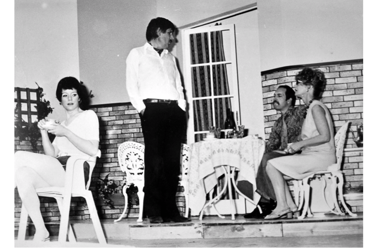 The cast of Relatively Speaking which Dawlish Rep were performing at the Shaftesbury Theatre in Dawlish in September 1986