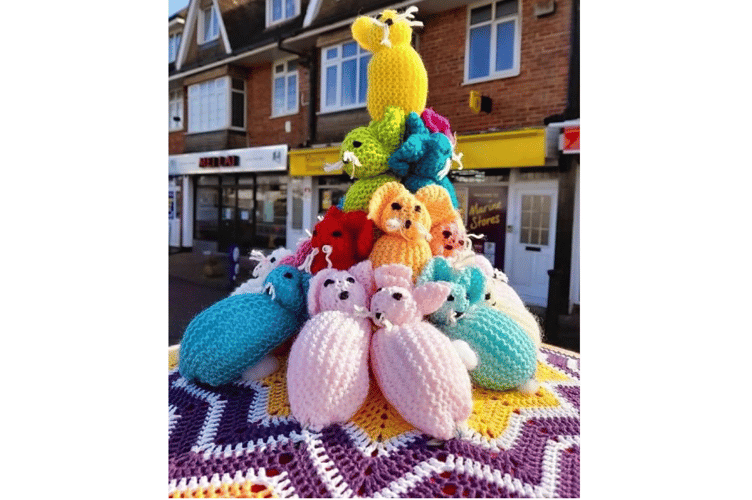 Knitty Noras of Dawlish group have installed their new postbox ‘topper’ outside Marine Stores in Exeter Road