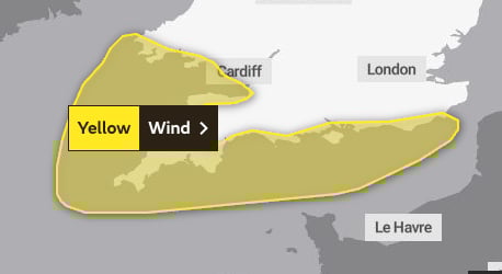 The area covered by today's Yellow Warning of strong wionds.
Picture: Met Office (March 29, 2023)