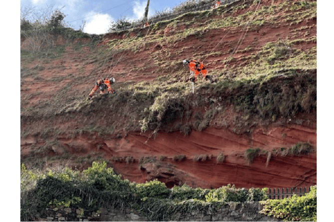 Network Rail team scale Dawlish cliff face to clear vegetation