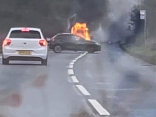 Campervan destroyed in fire on the A386