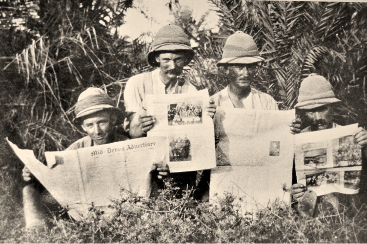 And finally, the mystery picture. It was discovered in a tattered envelope in a folder of discarded 1970s prints - a year which it looks like it pre-dates. We’ve no details as to where these fine gentlemen were or indeed who they are. Or for that matter why they’re reading broadsheet editions of the Mid-Devon Advertiser in distinctly foreign climes.