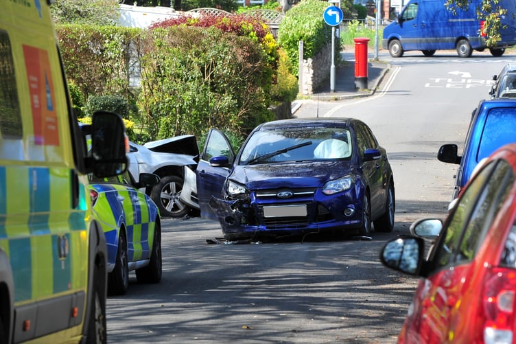 Two car collision near Forde Park, Newton Abbot