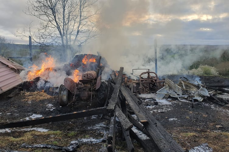 Barn fire in Throwleigh area sees Chagford, Moretonhampsetad and Okehampton Fire Station's team up