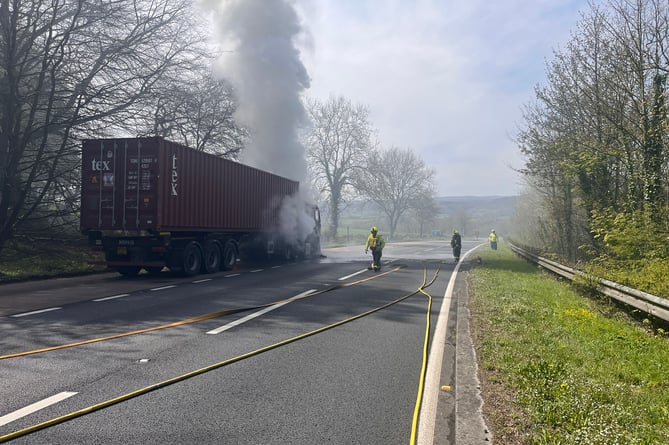 Lorry fire near Splatford Split