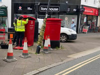 Parcel postbox struck by car disassembled 