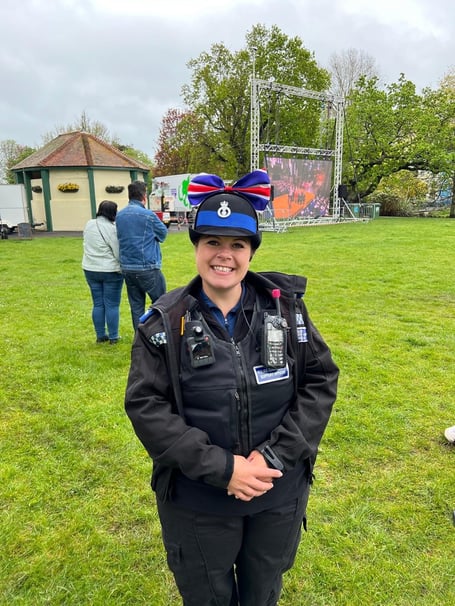 PCSO Michelle Buckley got into the Coronation spirit in Dawlish 